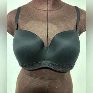 Victoria's Secret Black Strapless Convertible Push-Up Bra with Lace Band 38D